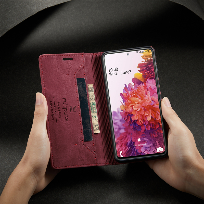 Bao Da Nắp Gập Có Ngăn Đựng Thẻ Hít Nam Châm Cho Samsung S20 Ultra S10 S9 S8 Plus