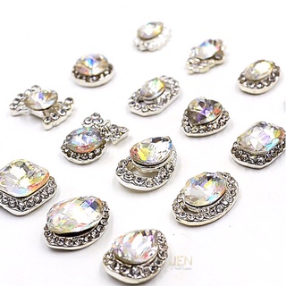 Charm đá trắng bạc-charm nail