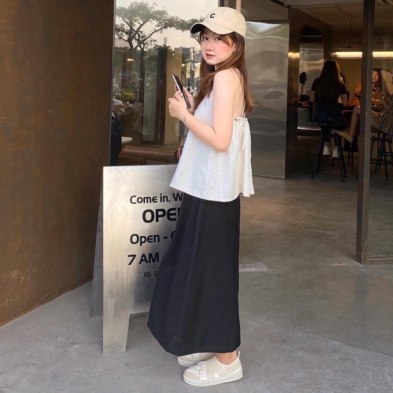 Gaon Top/ Dress (Váy áo linen dây chéo hở lưng) (có may bigsize) | BigBuy360 - bigbuy360.vn