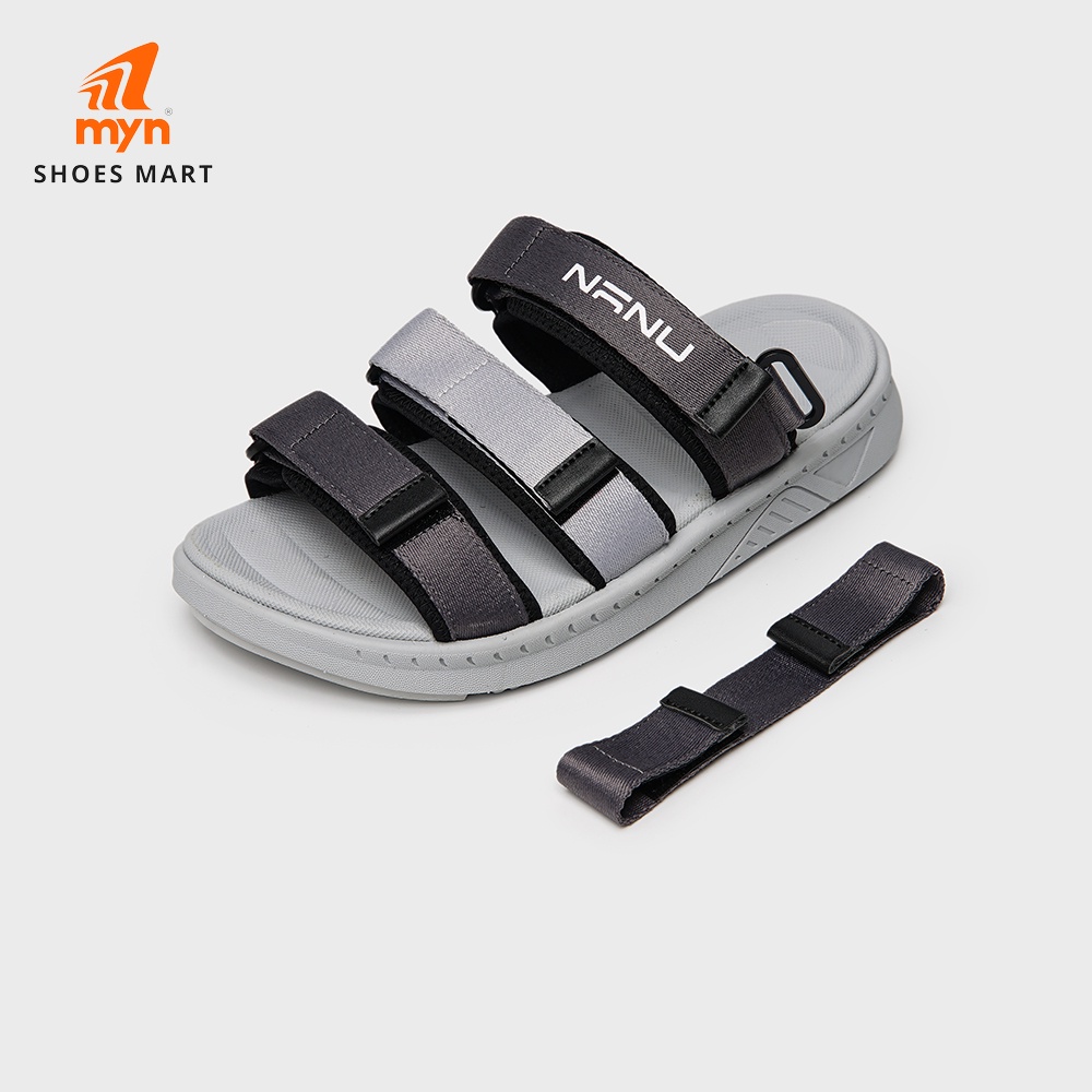 Sandal Nanu 11 xăng đan 3 quai NN11 All Grey 3 quai bản vừa quai sau tháo được, đế chống trơn phylon