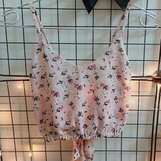 Áo hai dây croptop cột nơ dễ thương