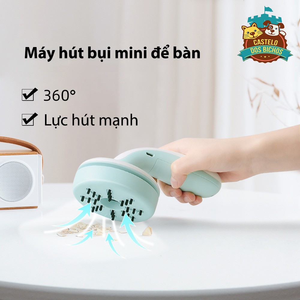 Máy hút bụi mini cầm tay, hút lông chó mèo tiện dụng trong văn phòng, oto, gia đình, tặng kèm đầu hút nhỏ và chổi quét