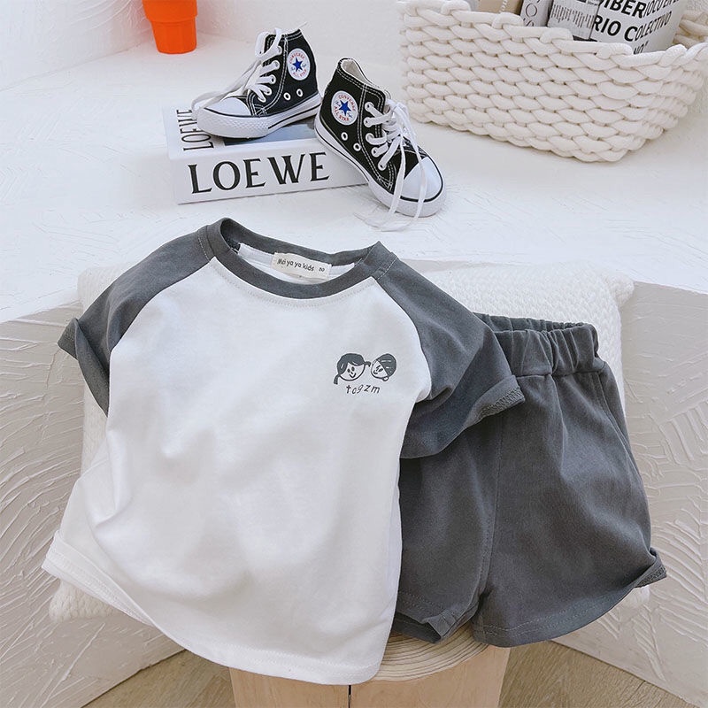 Set Áo Thun Cotton Ngắn Tay Form Rộng Họa Tiết Hoạt Hình Và Quần Short Thời Trang Mùa Hè Cho Bé Trai