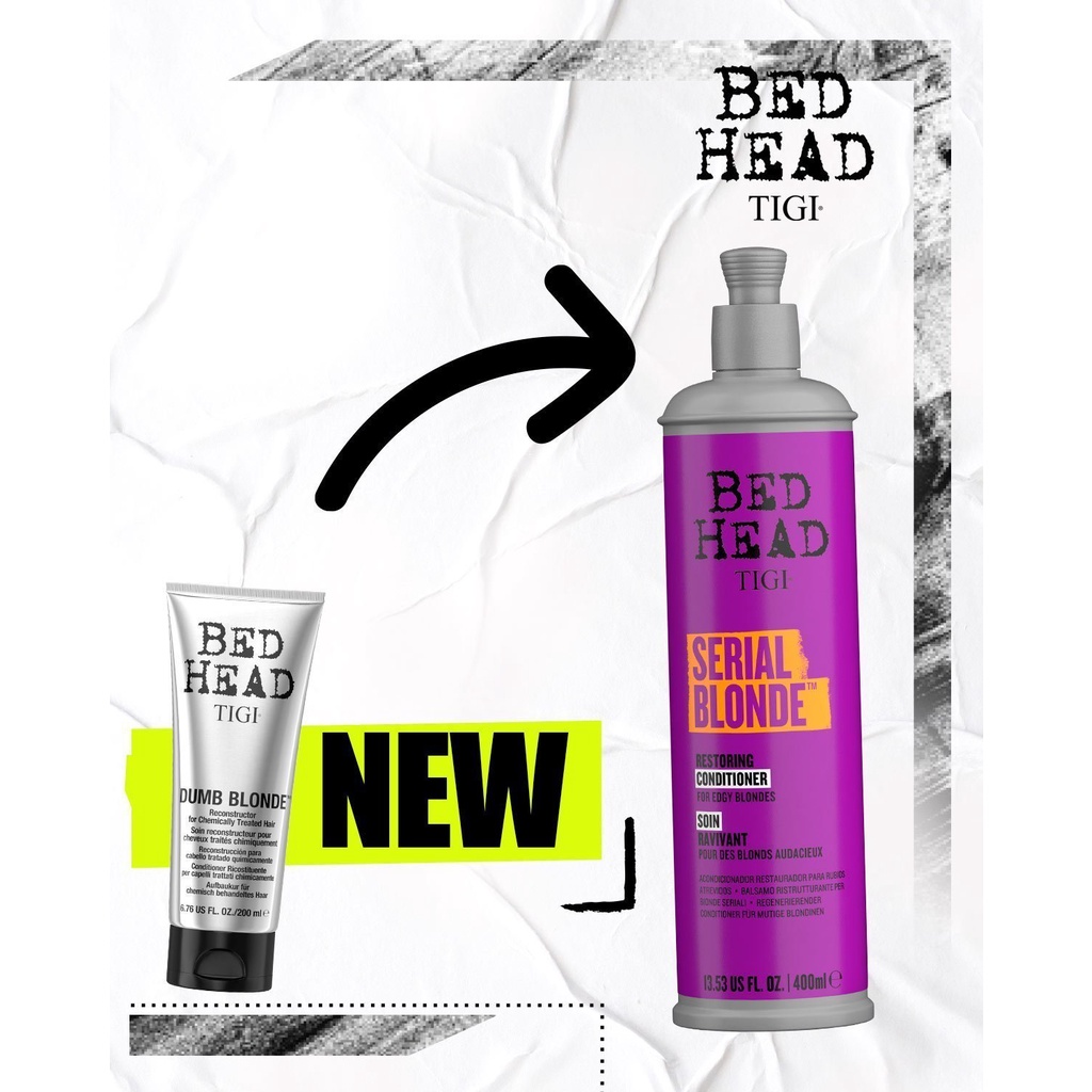 Dầu gội xả Tigi Bed Head Dumb Blonde khử vàng Purple Toning 400mlx2 ( New 2021 )