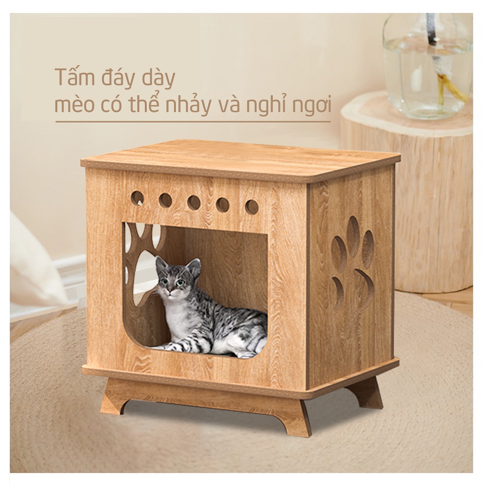 Nhà chuồng gỗ tivi cho mèo chó nhiều mẫu cửa hiện đại thông minh IGA