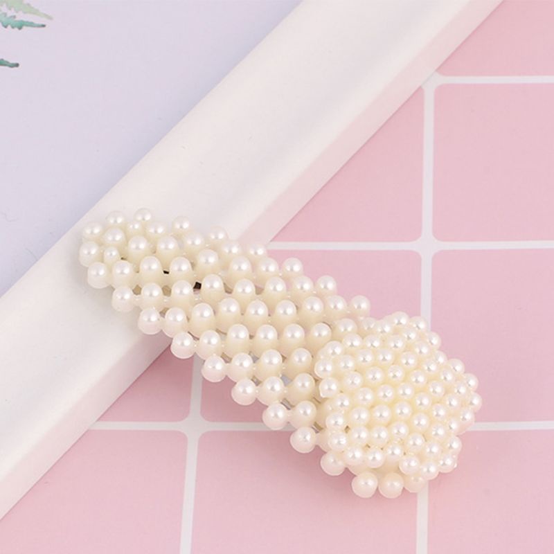 Kẹp Tóc BB Đính Ngọc Trai Giả Hình Học Cho Nữ