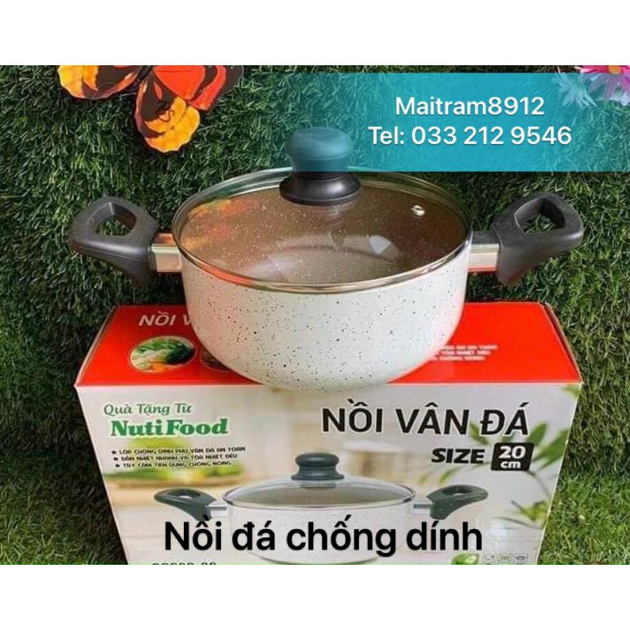 Nồi Green cook vân đá chống dính 20 cm - Hàng khuyến mãi WAKADO/Nutifood