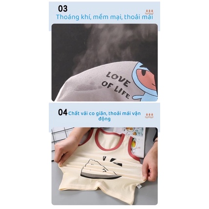 BỘ QUẦN ÁO CỘC TAY CÀI VAI THUN COTTON CHO BÉ - M090322