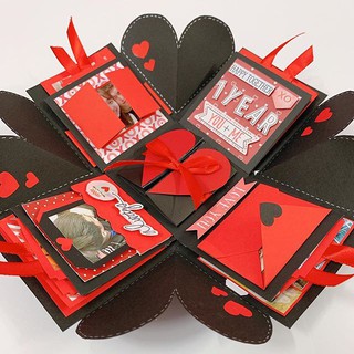 Hộp quà Lovebox Exploding Box - Mẫu Đỏ Đen