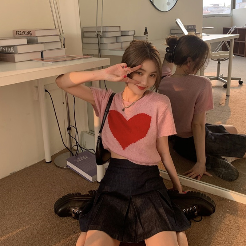 Áo Len Nửa Tay 178635Áo Dệt Kim Dáng Ôm Phong Cách Hàn Quốc Dễ Phối Đồ