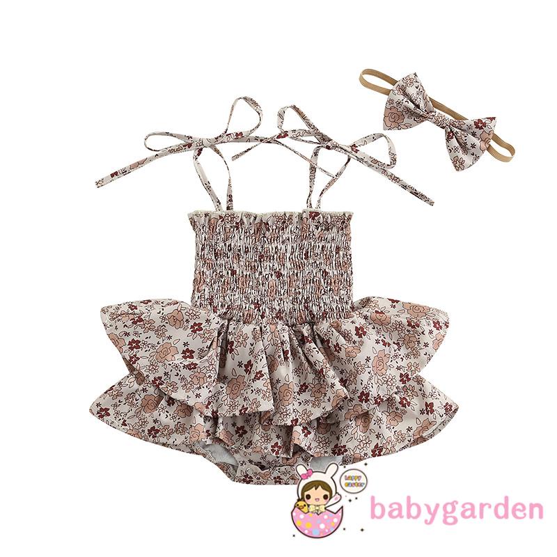 Áo hai dây liền quần kiểu nhún phối dây mỏng hợp thời trang cho bé