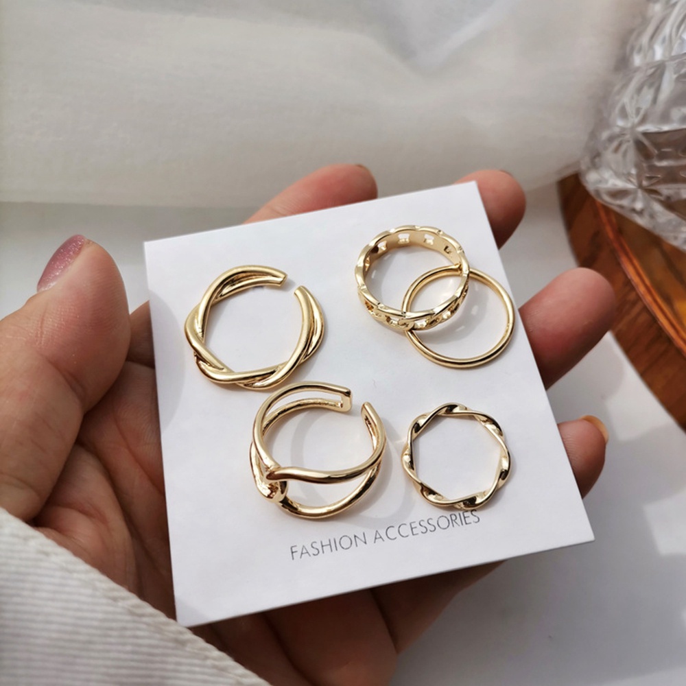 Set 5 Nhẫn Đeo Ngón Tay Kiểu Dáng Đơn Giản Có Thể Điều Chỉnh Nhiều Màu Sắc
