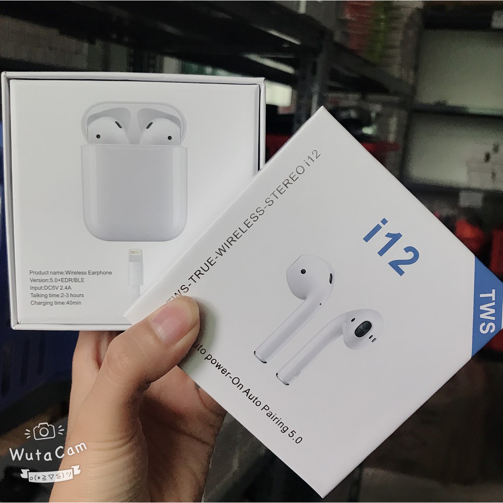 Tai nghe không dây i12 TWS 5.0 - Tai nghe bluetooth cảm ứng vân tay - Có bảo hành