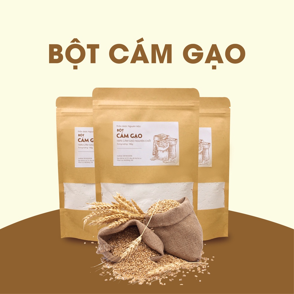 Bột cám gạo nguyên chất 500gam thảo dược Nguyên Mộc hỗ trợ mờ thâm ngăn ngừa mụn tẩy tế bào chết giảm nhờn cho da
