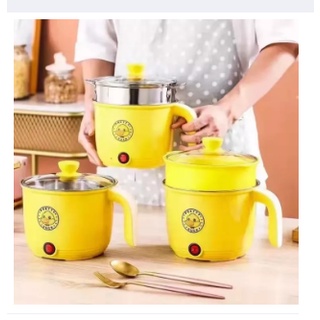 Ca Nấu Mì, Nồi Lẩu Điện 18Cm Con Vịt Vàng Đa Năng Mini Kèm Xửng Hấp Inox