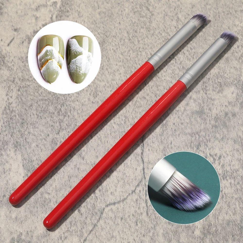 Cọ Sơn Móng Tay Bằng Gỗ Đầu Xiên Màu Đỏ Gradient Chống Lem