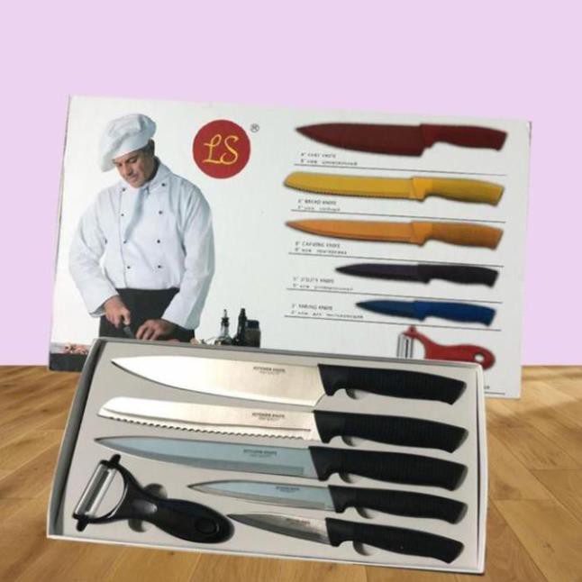 Bộ dao 6 món kitchen knife cao cấp kèm dụng cụ nạo