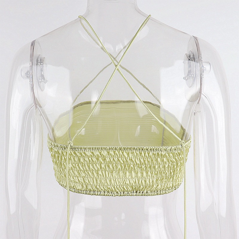 Áo hai dây màu trơn dáng ôm xếp ly thời trang đường phố dành cho nữ