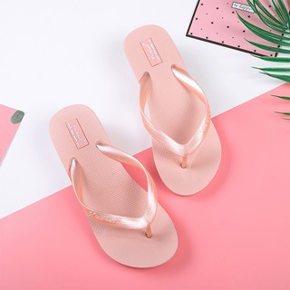Dép Xỏ Ngón Đế Xuồng Dày Chống Trượt Màu Hồng Cho Nữ
