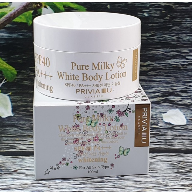 Kem dưỡng thể nâng tông trắng da Privia Pure Milky Night Body Lotion đêm/ Pure Milky White Body Lotion Linh Giang