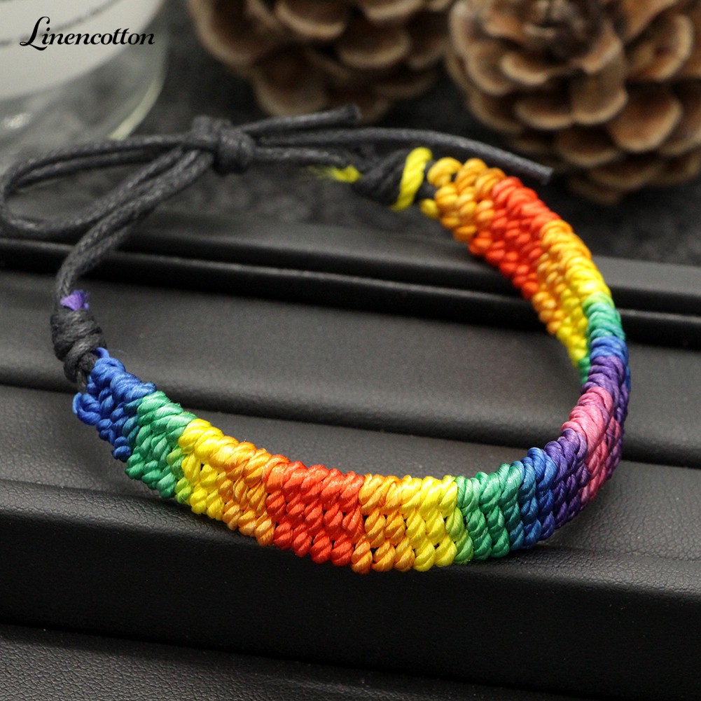 Gay Pride LGBT Rainbow Multilayer Bracelet Lesbian Bisexual Braided Rope