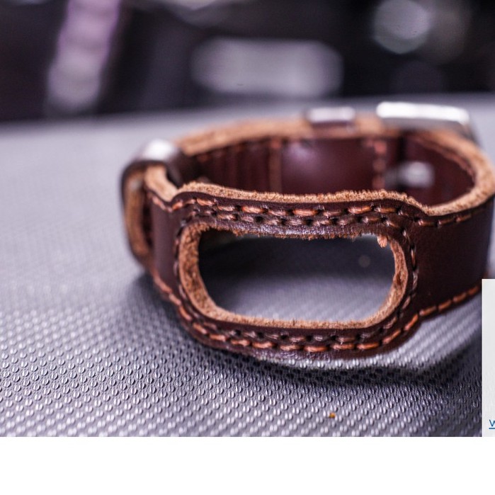 Dây miband 4 / miband 3 / miband 5 da bò nâu đậm - da bò thật-chính hãng RAM leather