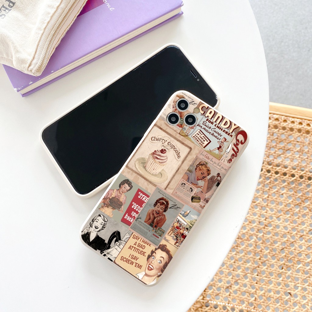 Ốp lưng iphone 13 pro max Retro cổ điển ốp bảo vệ camera vuông cạnh đủ mã 6 đến 11 12 13 promax tr297