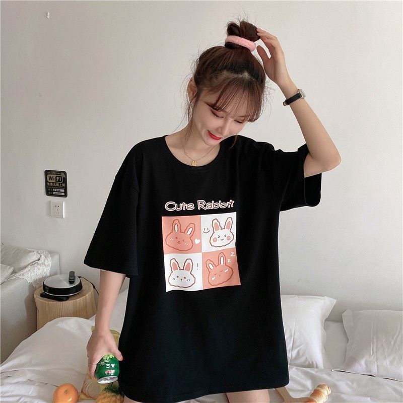Áo thun tay lỡ unisex thỏ cute rabbit