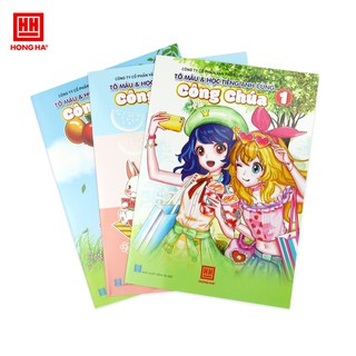 Combo 3 vở tô màu và học tiếng anh cùng công chúa Hồng Hà [Quyển 1, 2, 3]