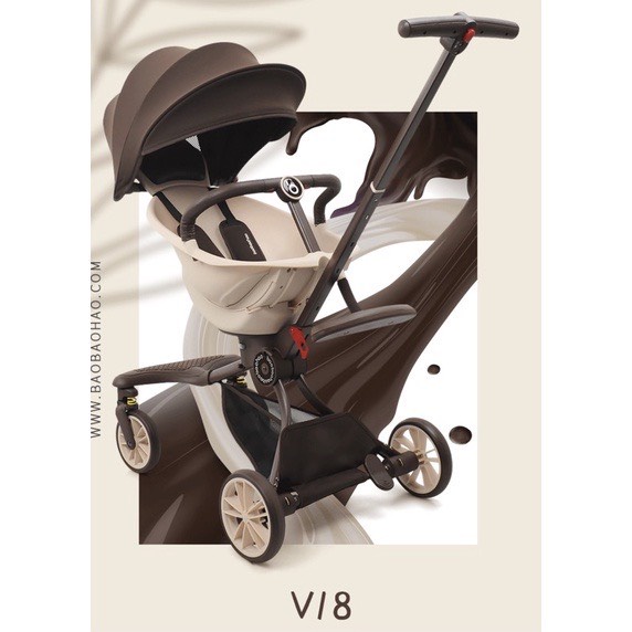 Xe Đẩy Gấp Gọn BAOBAOHAO V18 Kèm Gối Da Và Đệm Ngồi Ngã Lưng Với 5 Chế Độ Có Mái Vòm - Hàng Chính Hãng