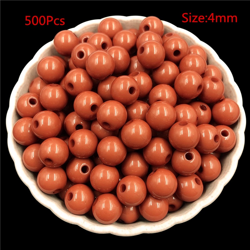 Bộ 500 Hạt Nhựa Acrylic 4mm Màu Sắc Dùng Làm Trang Sức Thủ Công