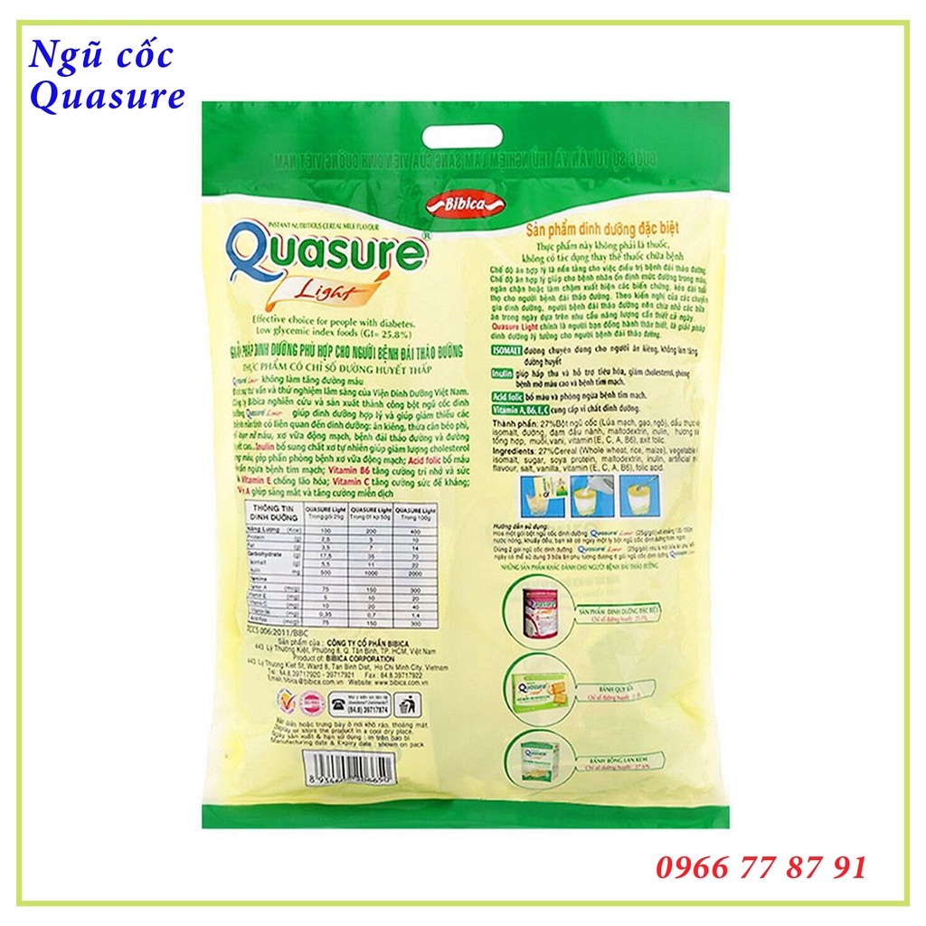 Ngũ cốc dành cho người tiểu đường, ăn kiêng Quasure Light túi 400g