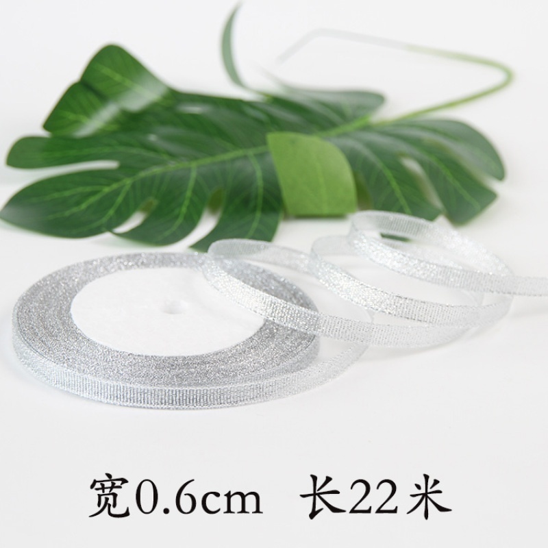Cuộn Dây Ruy Băng Kim Tuyến Màu Vàng / Bạc 6 / 10 / 12mm X 22m Dùng Gói Quà