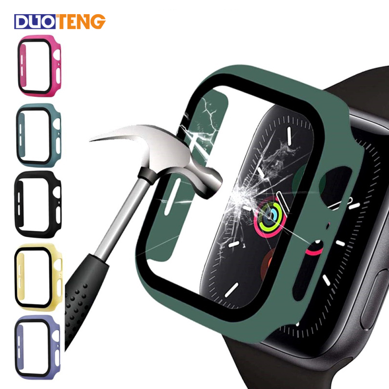 Duo Teng Vỏ Chống Sốc Kiêm Tấm Kính Bảo Vệ Màn Hình Cho Đồng Hồ Apple Watch 5 4 3 2 1 44mm 40mm 42mm 38mm