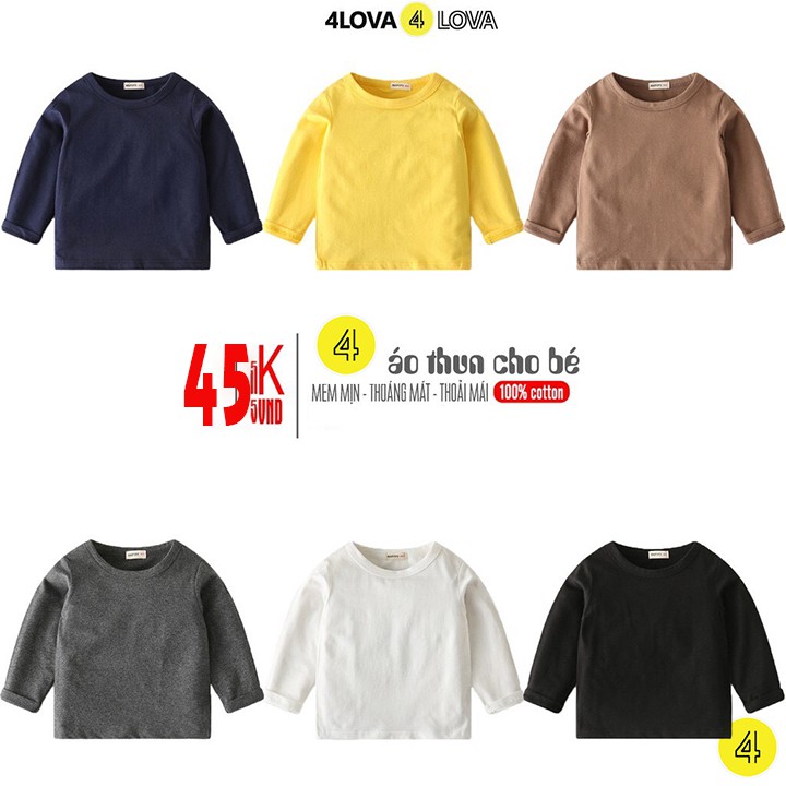 Áo thun dài tay 4LOVA cổ tròn chất cotton an toàn, bền, đẹp cho bé trai