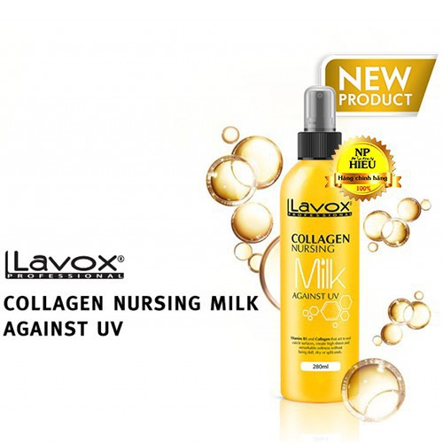 Sữa dưỡng tóc Collagen Nursing Milk against UV  Lavox 280ml