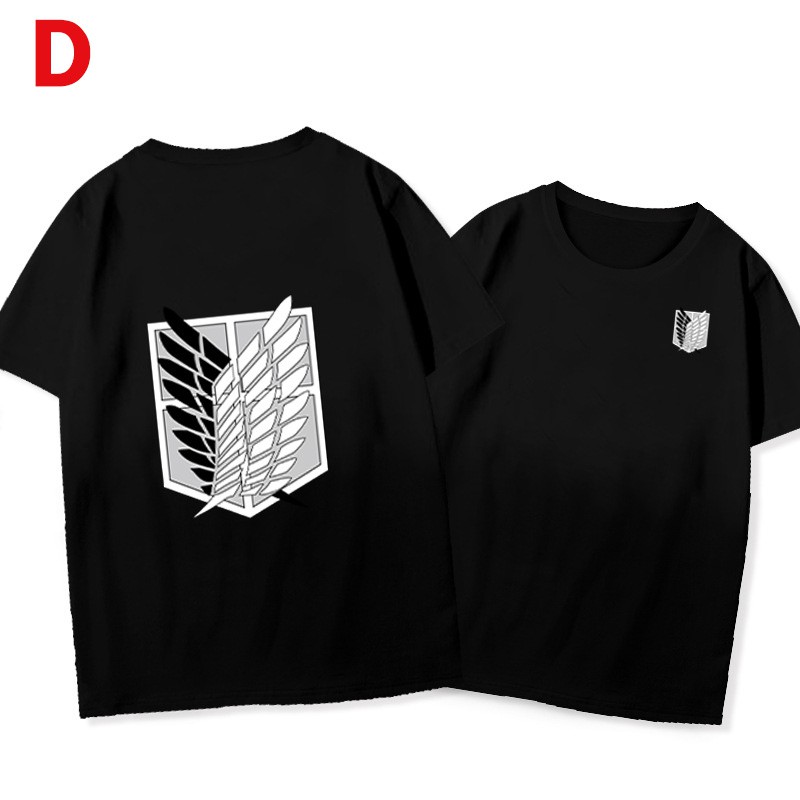 Anime Attack on Titan Eren Jaeger Scout Regiment Cosplay Short Sleeve Print Black Round T-shirt Tee Gift
