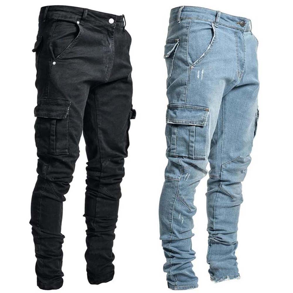 Quần Jeans Dài Dáng Ôm Thiết Kế Rách Cá Tính Thời Trang Cho Nam Giới