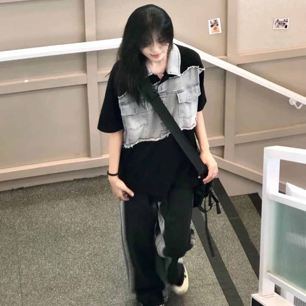 Áo Thun polo Ngắn Tay Phong Cách Harajuku Thời Trang Mùa Hè Cho Nữ