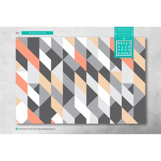 Decal gạch bông trang trí dạng cuộn - Set polygon