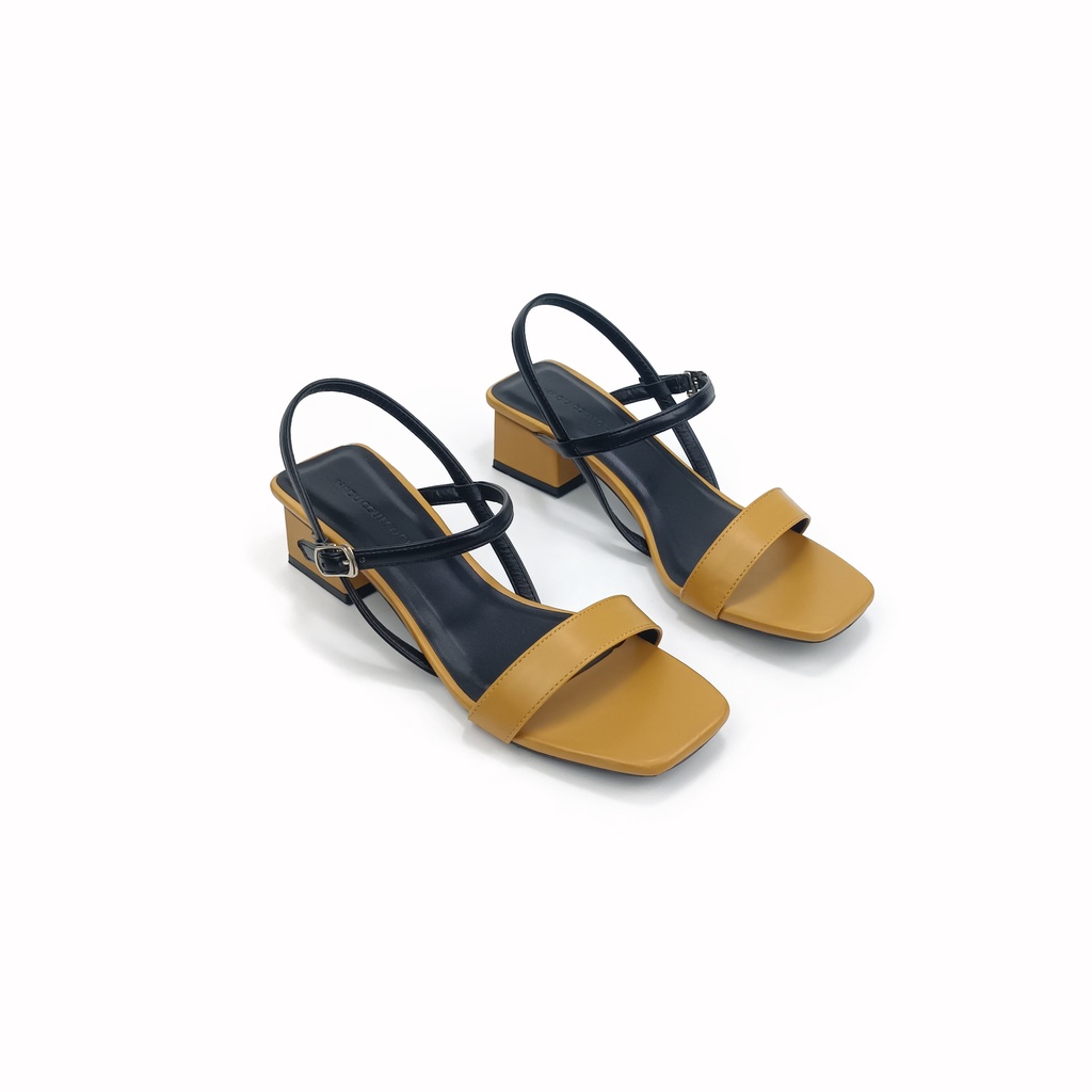 Giày Sandal cao gót đế vuông 3cm quai ngang phối màu MIX HADU C338