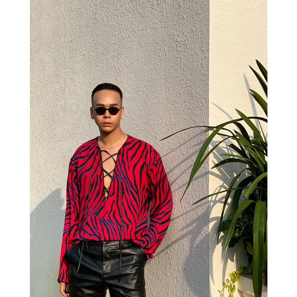 Áo Sơmi Tay Dài Đỏ Vằn