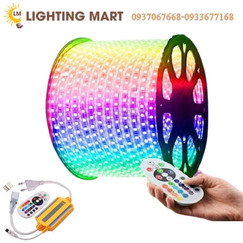 Combo 5 Mét Dây Led đổi màu 5050 RGB 220V + 01 bộ nguồn Remote