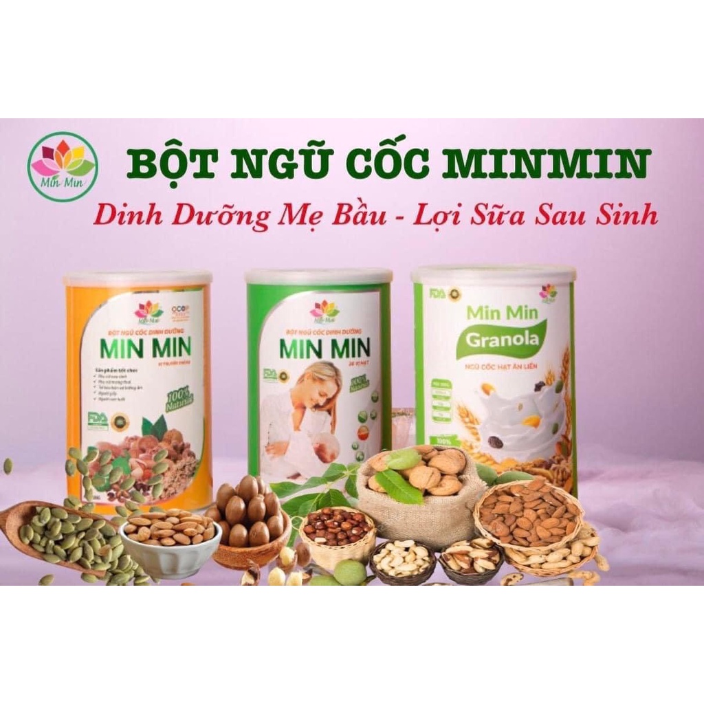 Bột ngũ cốc Min Min cao cấp bổ dung dưỡng chất cho bà bầu sau sinh và người già