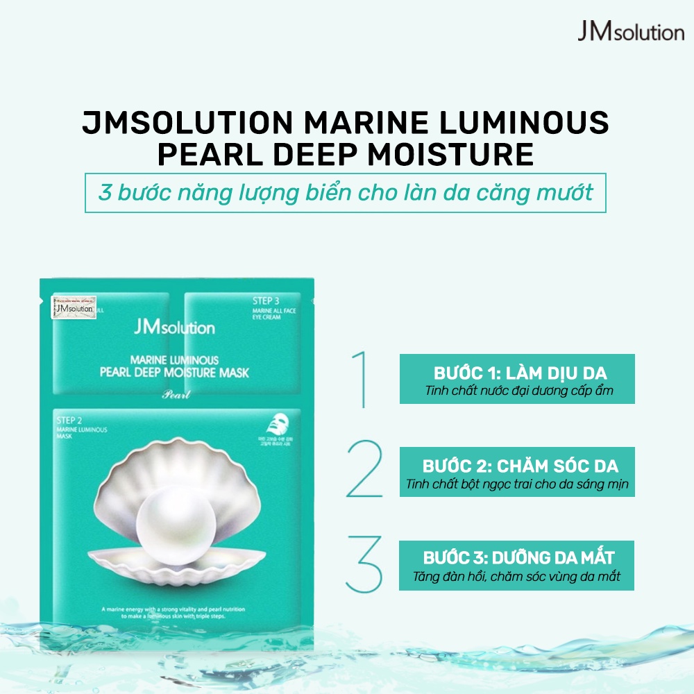 JMSolution Mặt Nạ Ngọc Trai 3 Bước [MIẾNG LẺ] CÓ TEM CHỐNG HÀNG GIẢ JM Solution Marine Luminous Pearl Deep Moisture Mask