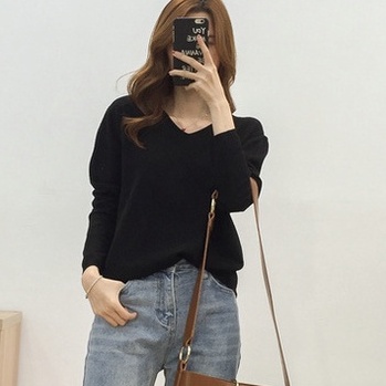 Áo Sweater Dệt Kim Tay Dài Màu Sắc Đơn Giản Dễ Phối Đồ Cho Nữ | BigBuy360 - bigbuy360.vn