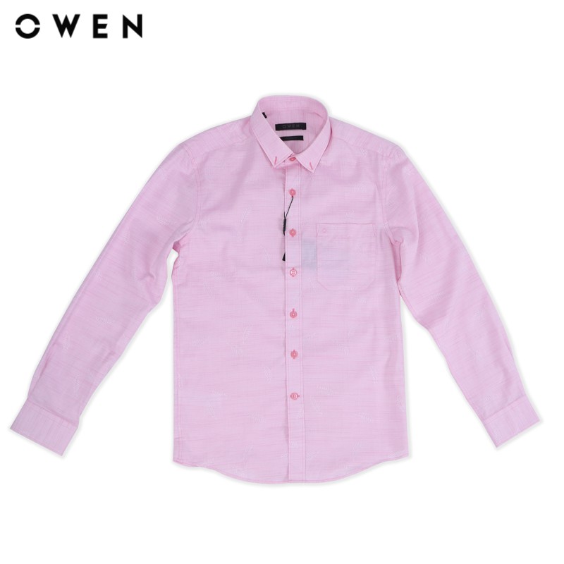 Áo sơ mi dài tay nam Owen chất Bamboo dáng Regularfit màu hồng - AR80381D