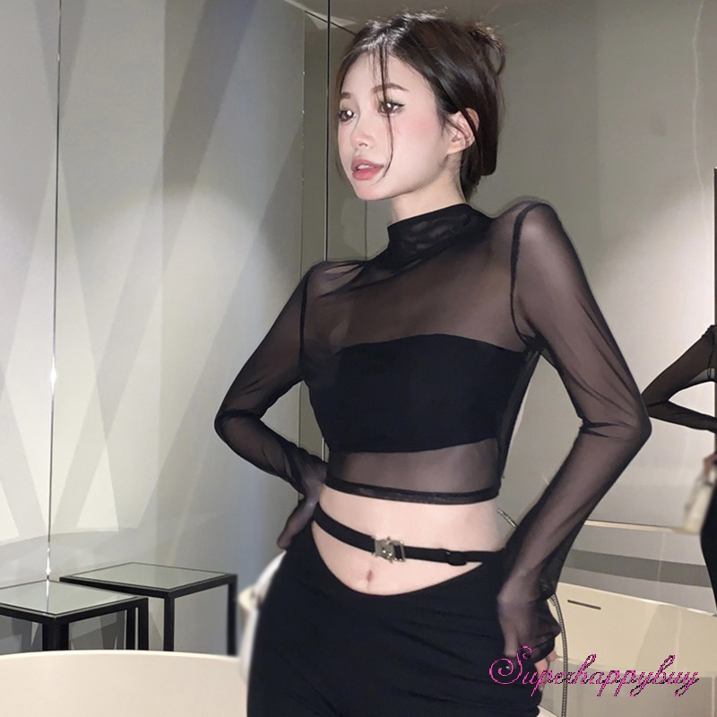 Áo Thun Dài Tay Cổ Lọ Xinh Xắn Dành Cho Nữ