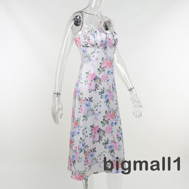 Đầm Midi Hai Dây Họa Tiết Hoa Thời Trang Mùa Hè Cho Nữ