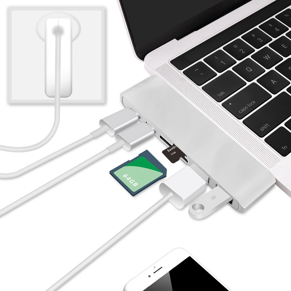 USB C Hub 2 USB 3.0 Port Micro SD Type-C Adapter Charging&amp;Reader For Macbook Pro 13 15 16 Mac Air 13.3 A1932 A2159 A2141
